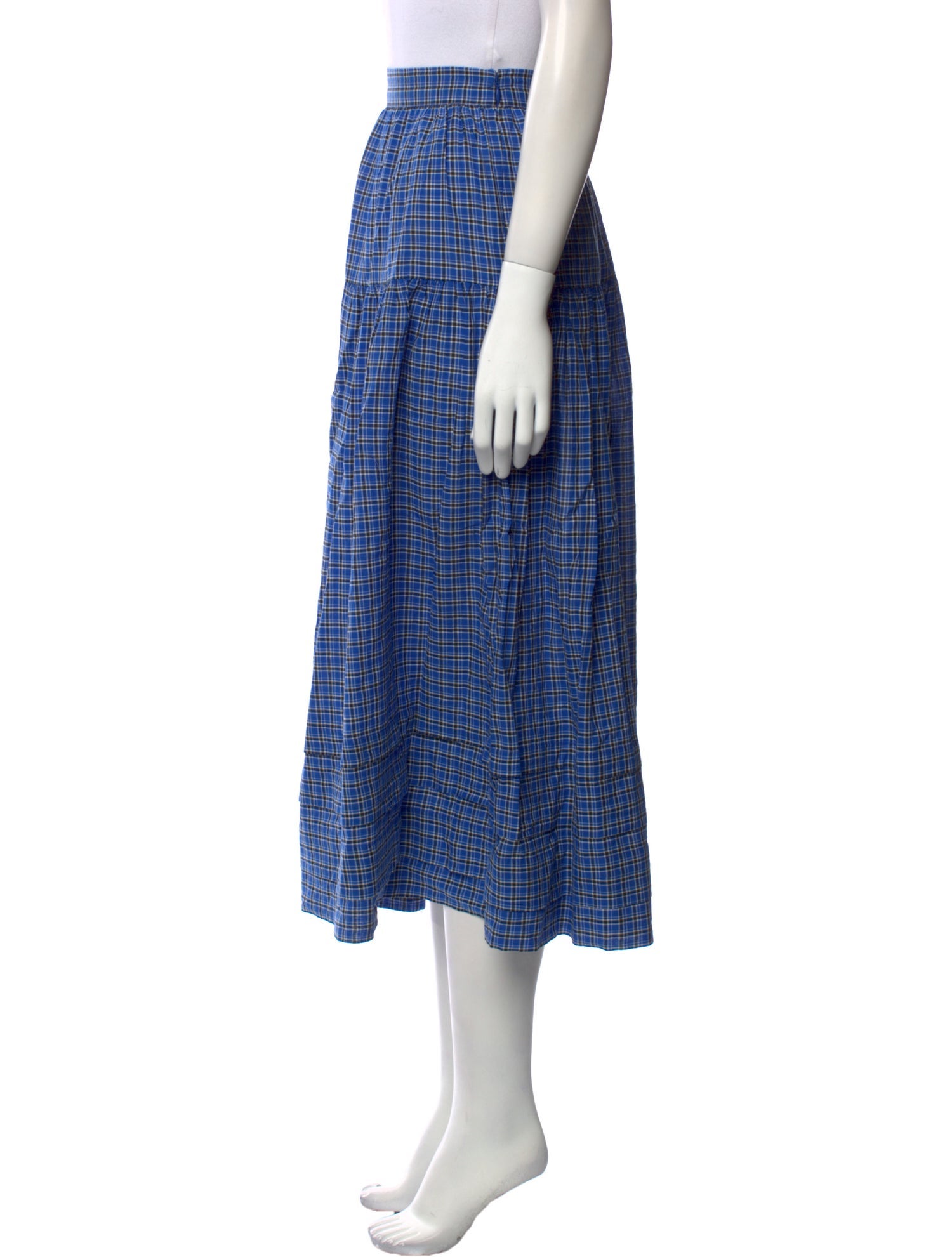 DÔEN Plaid Print Midi Length Skirt