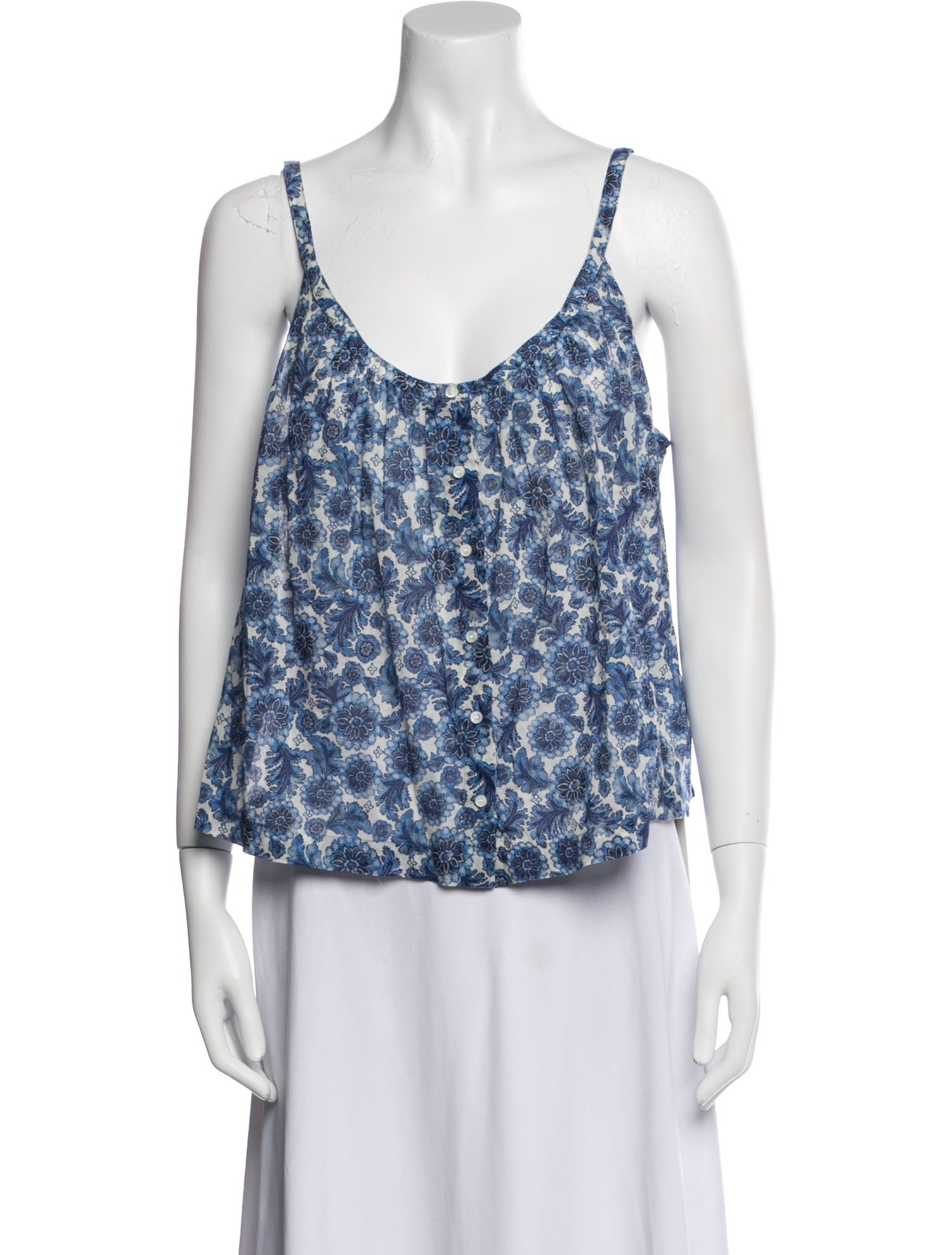 DÔEN Floral Print Scoop Neck Top