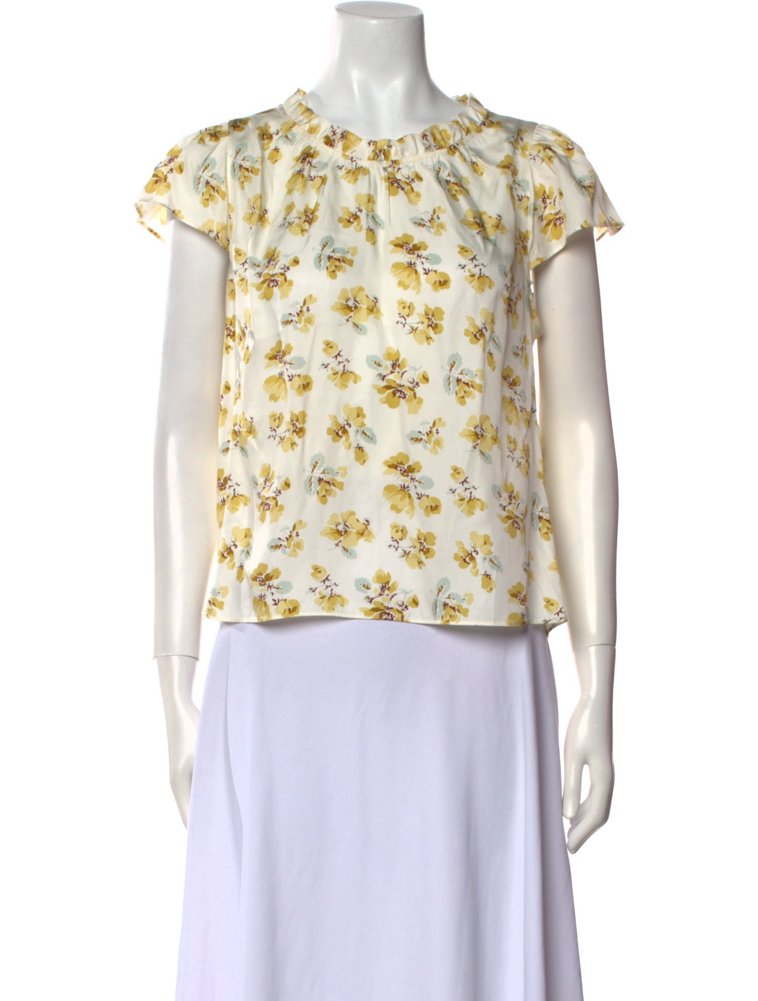 DÔEN Silk Floral Print Blouse