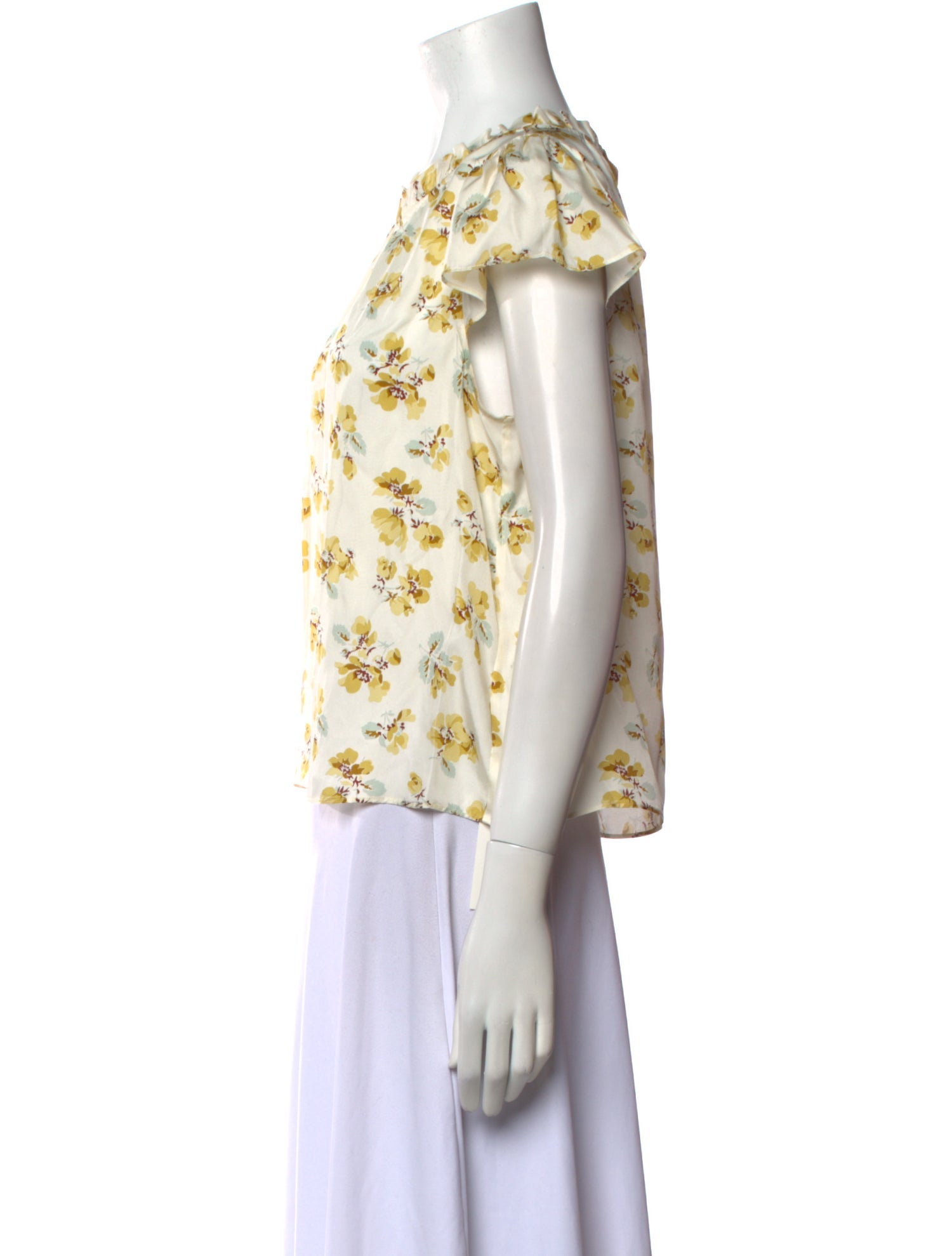 DÔEN Silk Floral Print Blouse