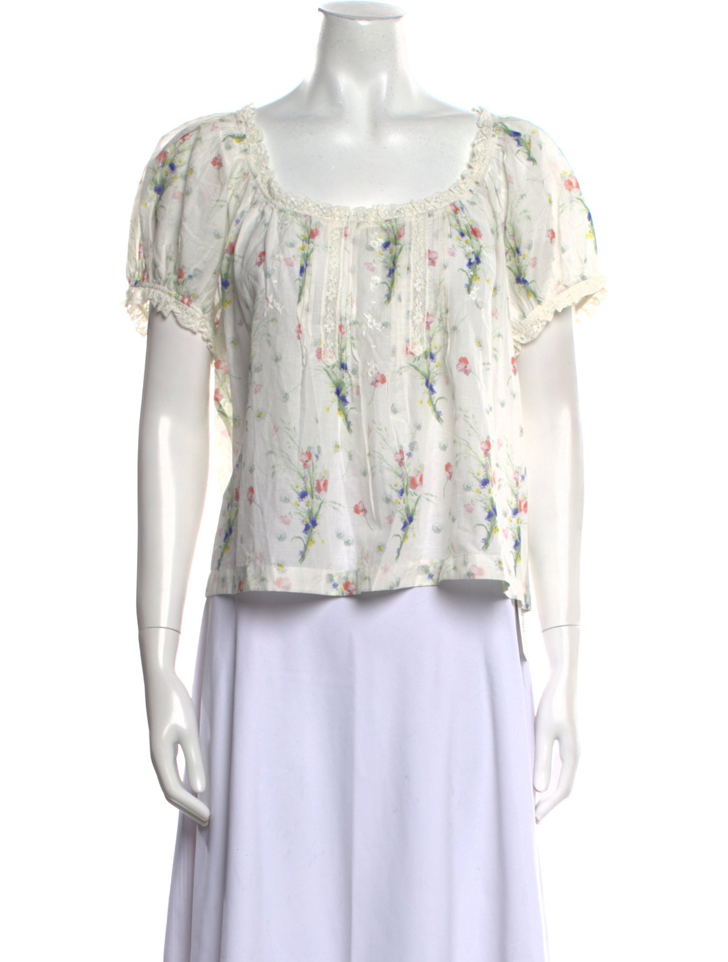 DÔEN Floral Print Square Neckline Top w/ Tags