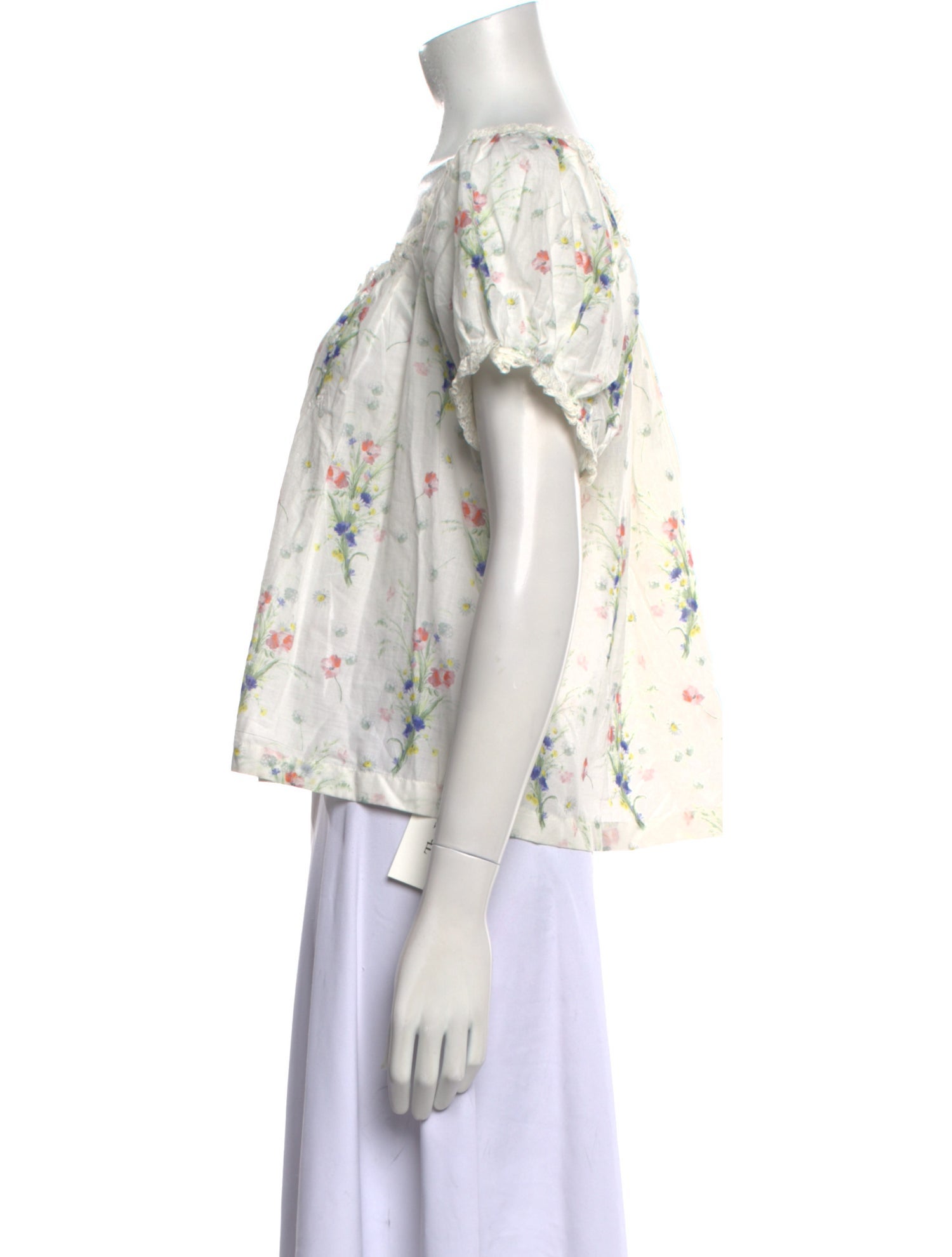 DÔEN Floral Print Square Neckline Top w/ Tags