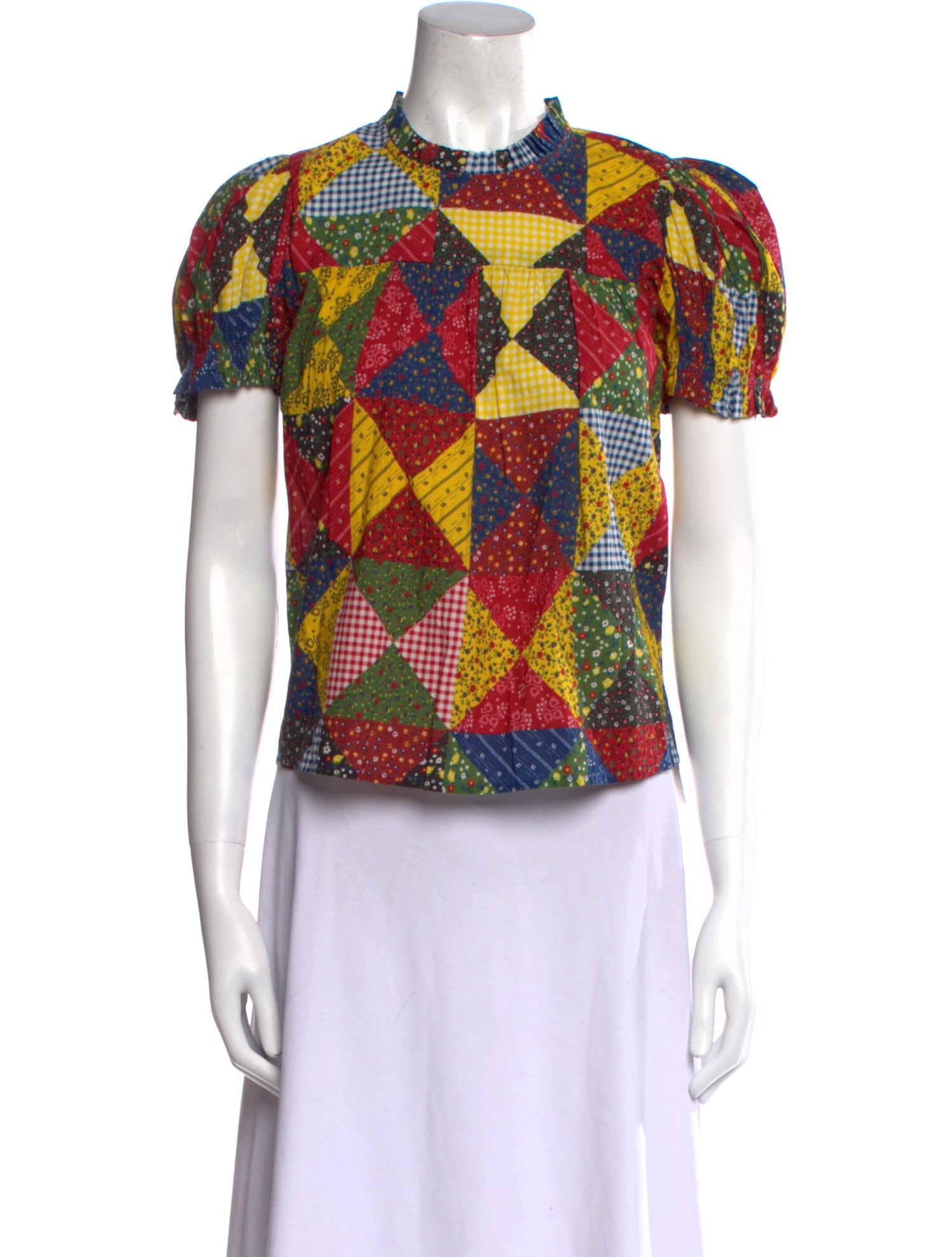 DÔEN Printed Crew Neck Crop Top