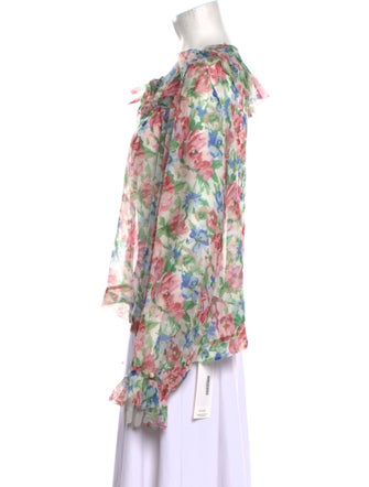 DÔEN Silk Floral Print Blouse