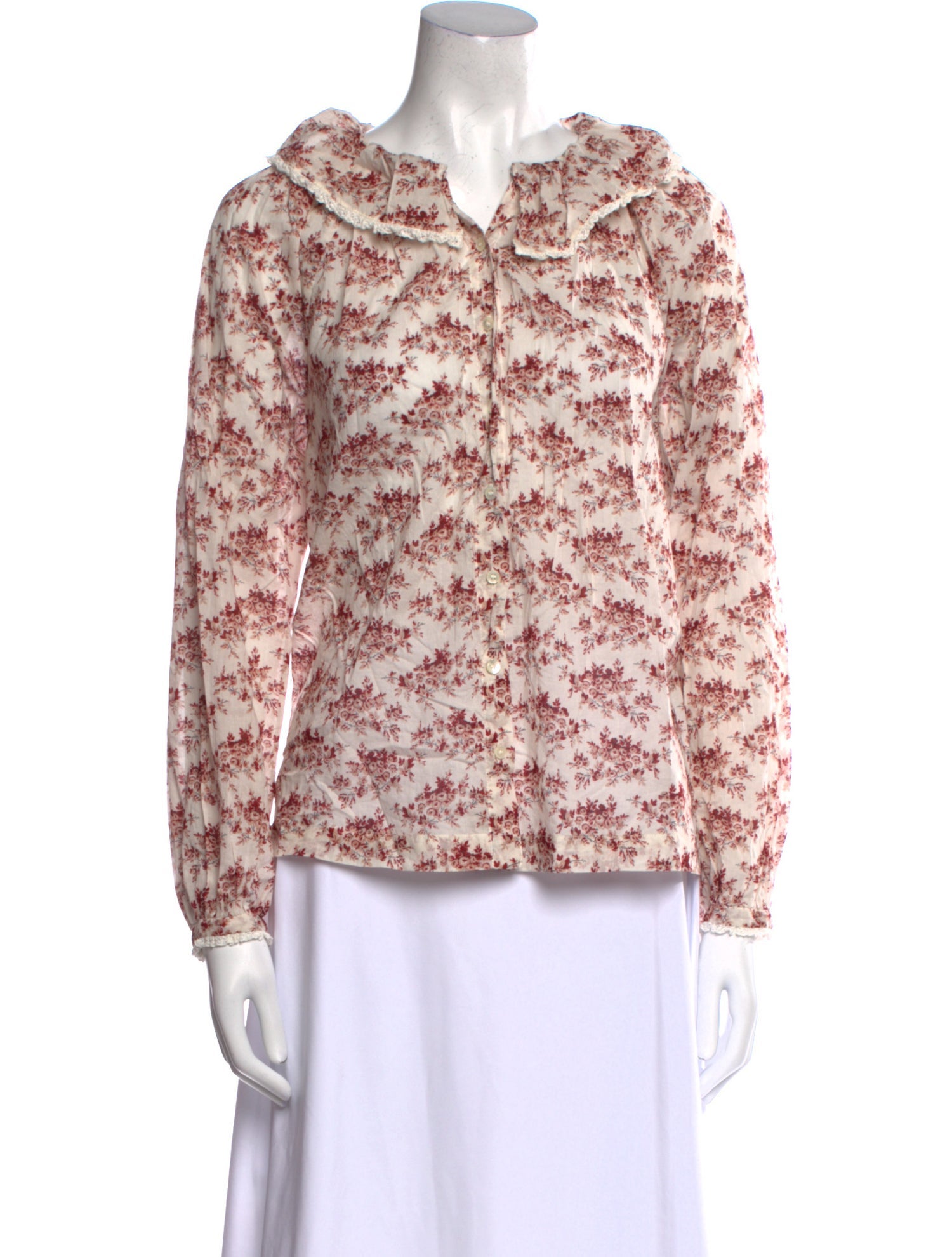 DÔEN Floral Print V-Neck Blouse