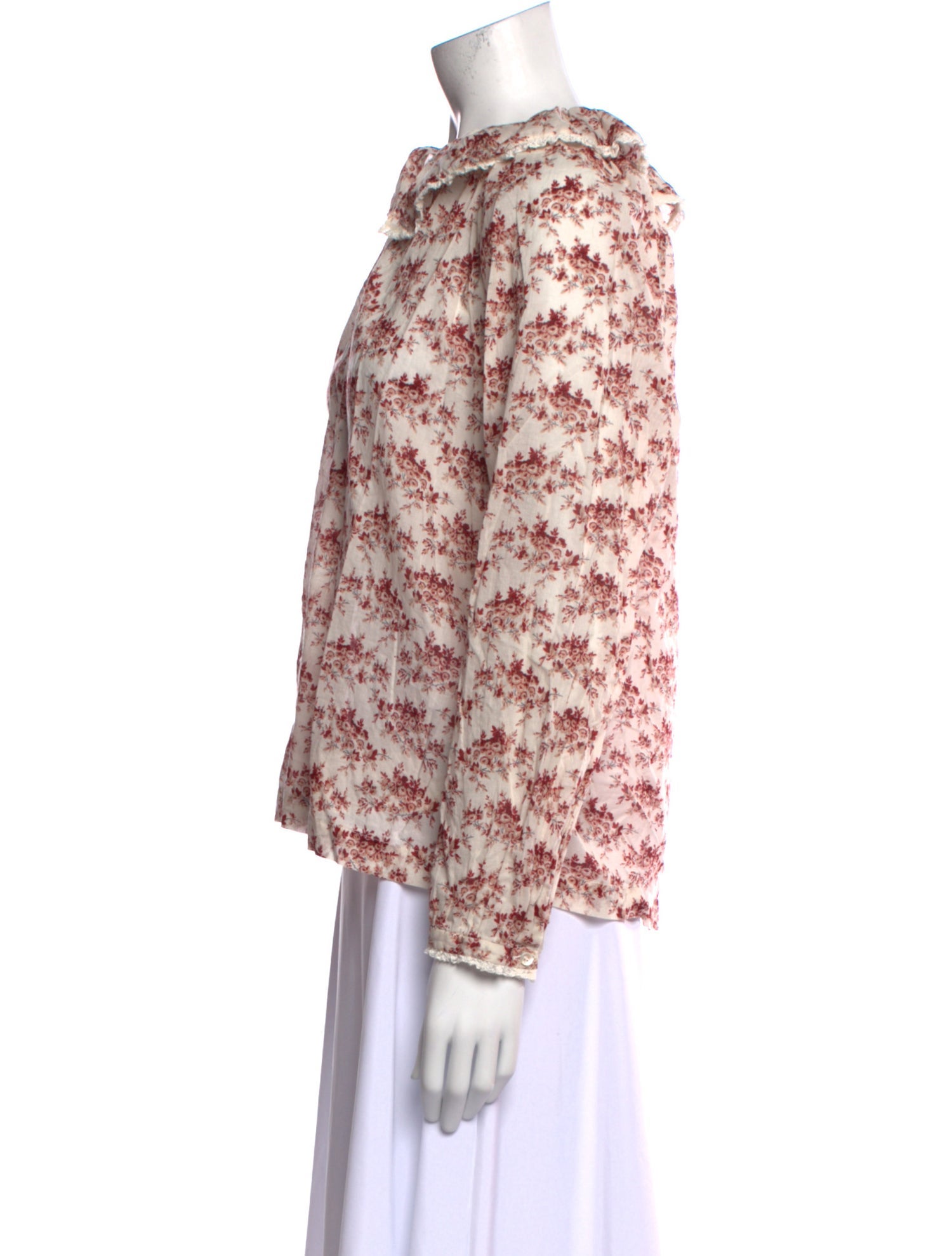 DÔEN Floral Print V-Neck Blouse