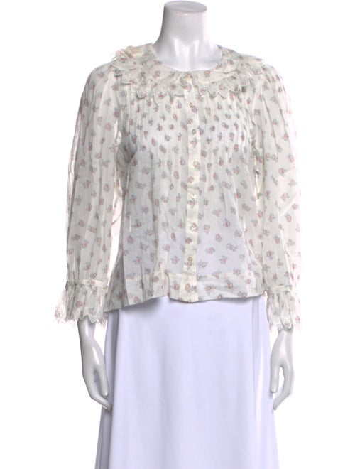 DÔEN Floral Print Scoop Neck Blouse
