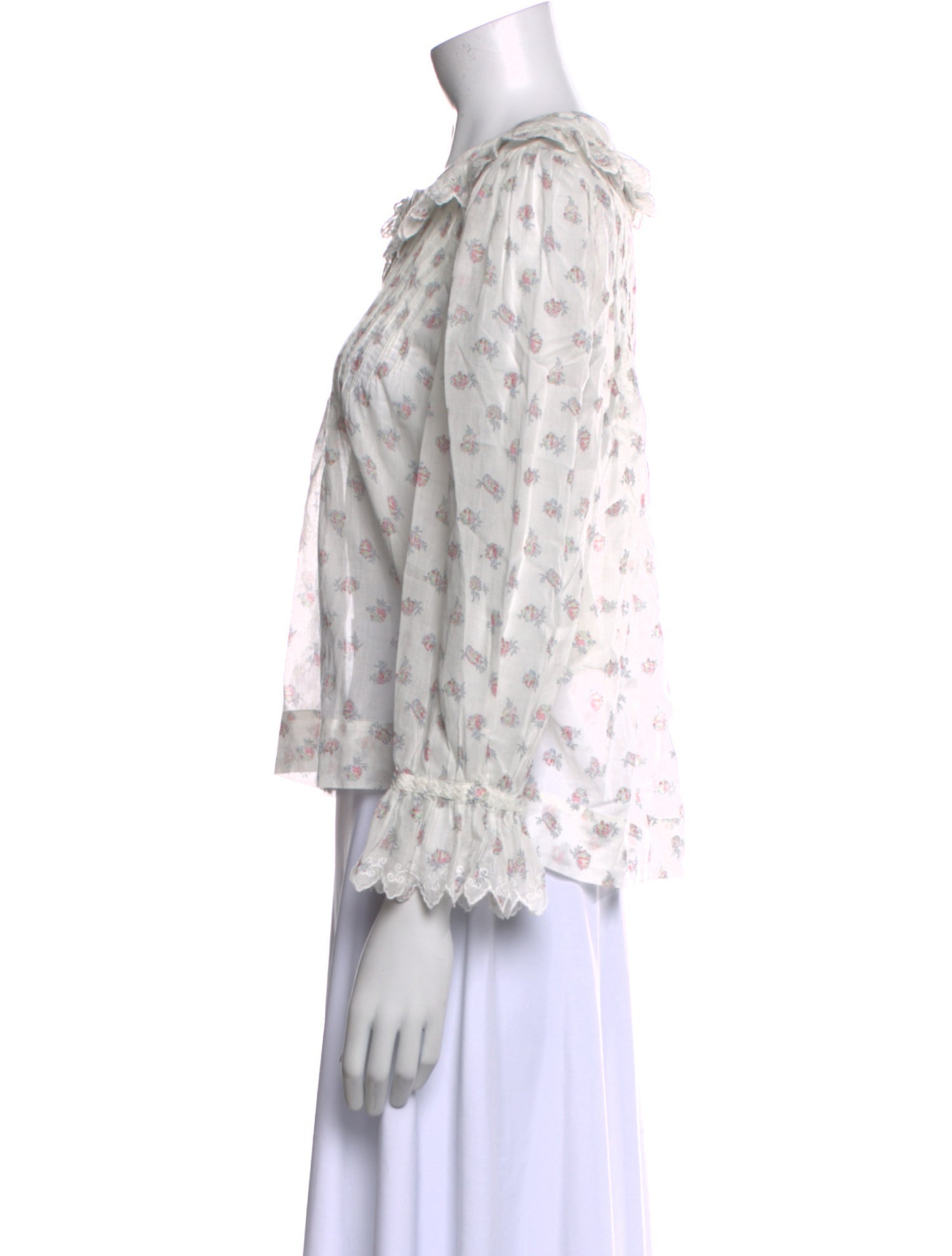 DÔEN Floral Print Scoop Neck Blouse