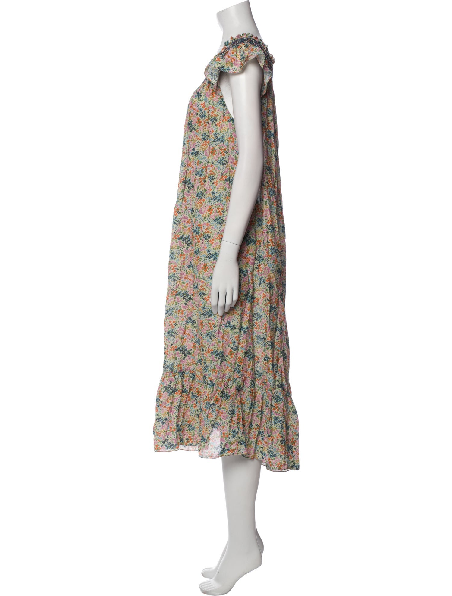 DÔEN Floral Print Midi Length Dress