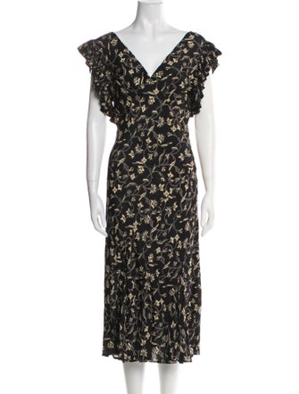 DÔEN Floral Print Midi Length Dress