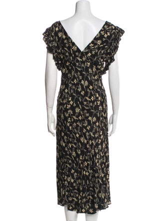 DÔEN Floral Print Midi Length Dress