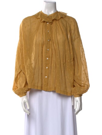 DÔEN Mock Neck Long Sleeve Blouse