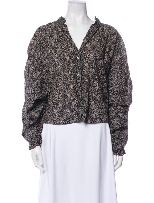 DÔEN Printed V-Neck Blouse