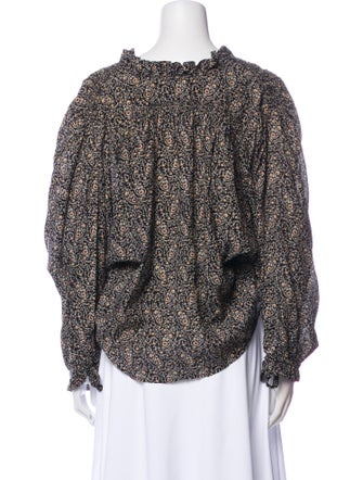 DÔEN Printed V-Neck Blouse