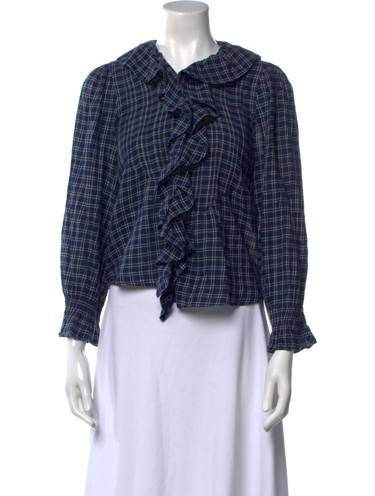 DÔEN Plaid Print Cowl Neck Crop Top