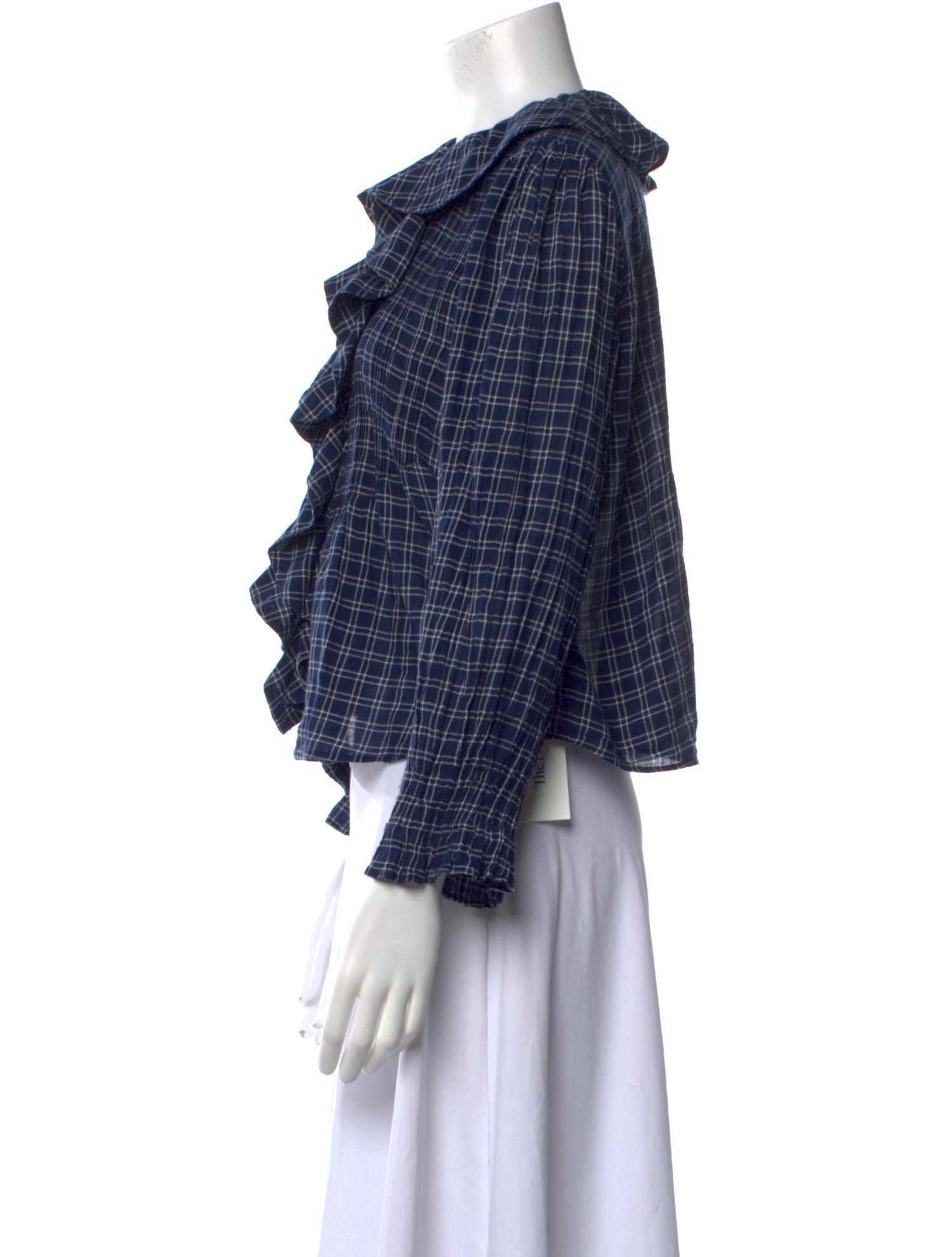 DÔEN Plaid Print Cowl Neck Crop Top