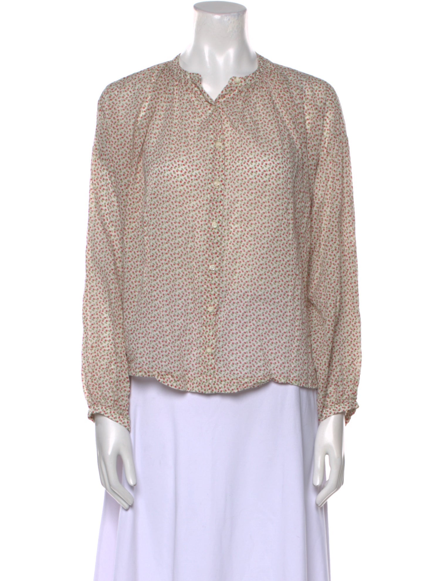 DÔEN Floral Print V-Neck Blouse