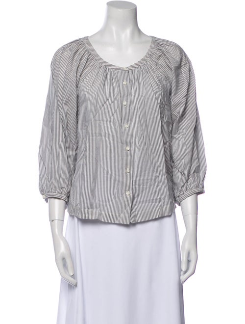 DÔEN Striped Scoop Neck Blouse