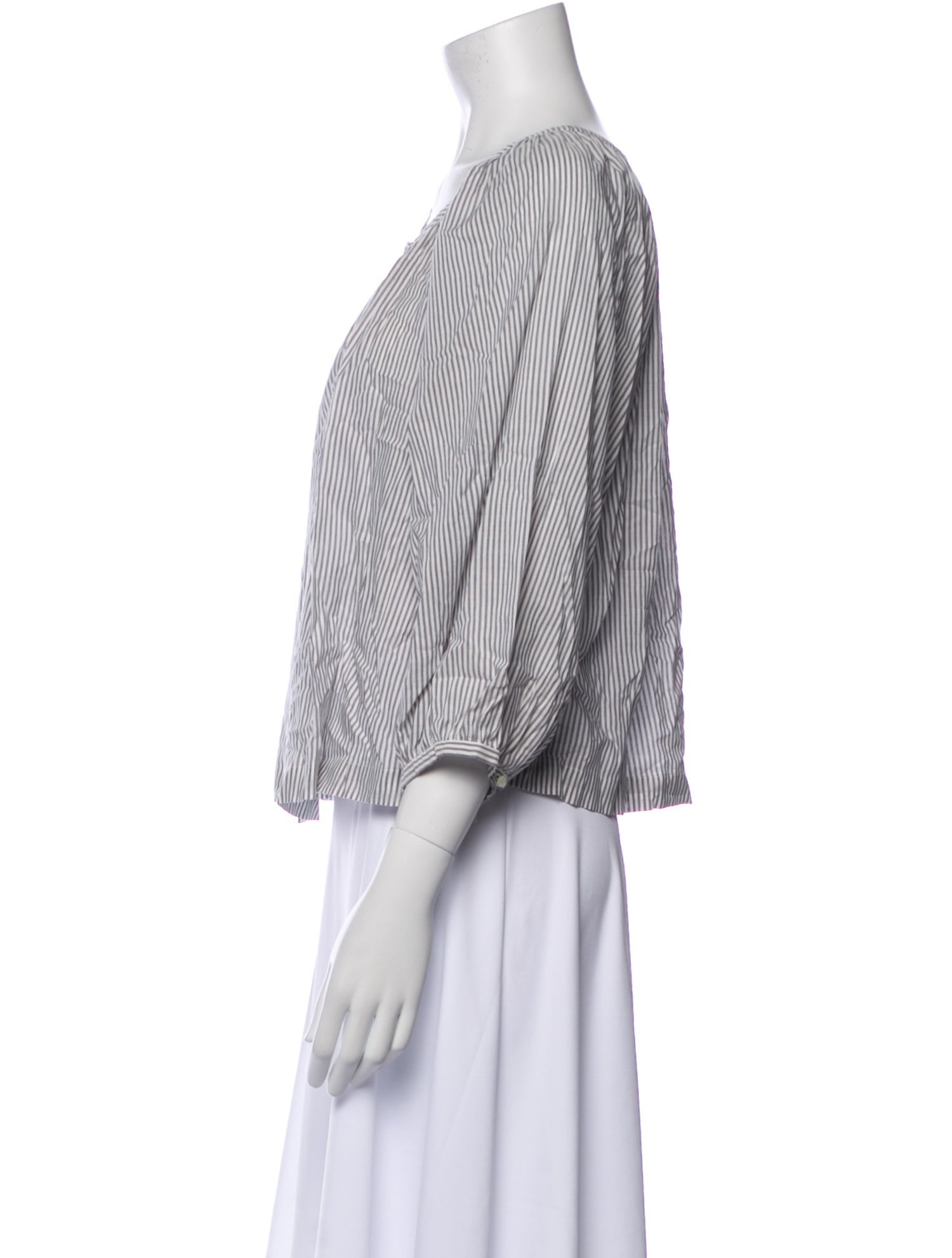 DÔEN Striped Scoop Neck Blouse