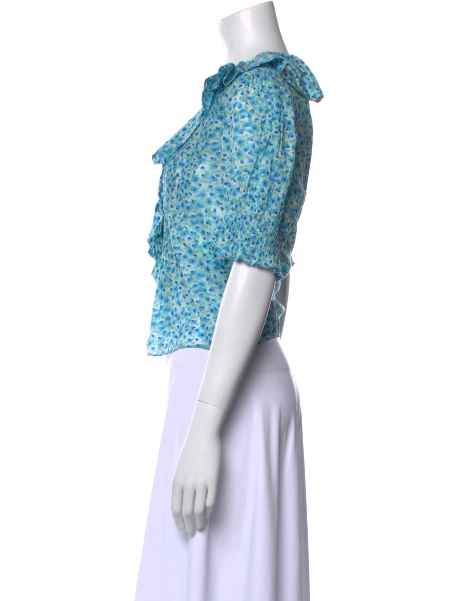 DÔEN Floral Print Short Sleeve Crop Top