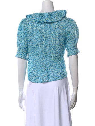 DÔEN Floral Print Short Sleeve Crop Top