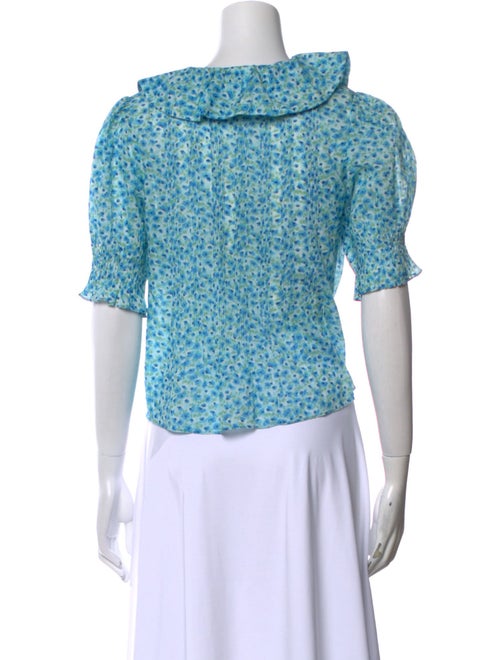 DÔEN Floral Print Short Sleeve Crop Top