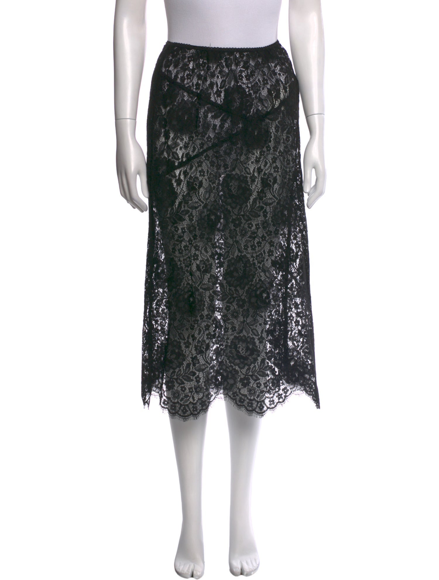 DÔEN Lace Pattern Midi Length Skirt