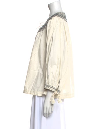 DÔEN V-Neck Long Sleeve Blouse