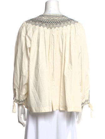 DÔEN V-Neck Long Sleeve Blouse