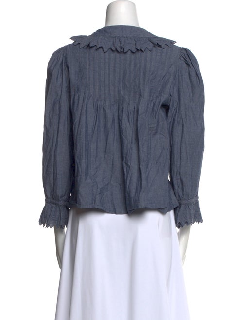 DÔEN Tie Neck Three-Quarter Sleeve Button-Up Top