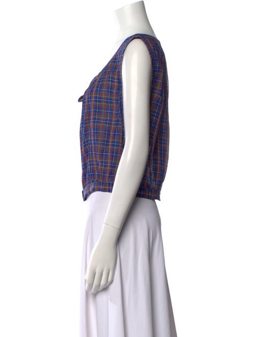 DÔEN Plaid Print V-Neck Crop Top