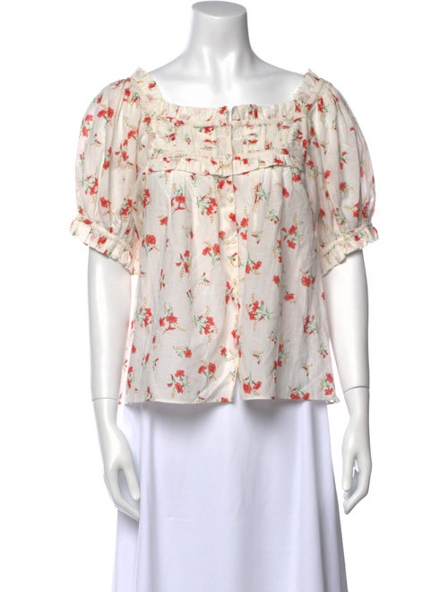 DÔEN Floral Print Square Neckline Blouse