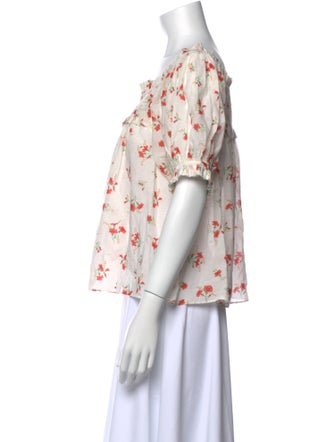 DÔEN Floral Print Square Neckline Blouse