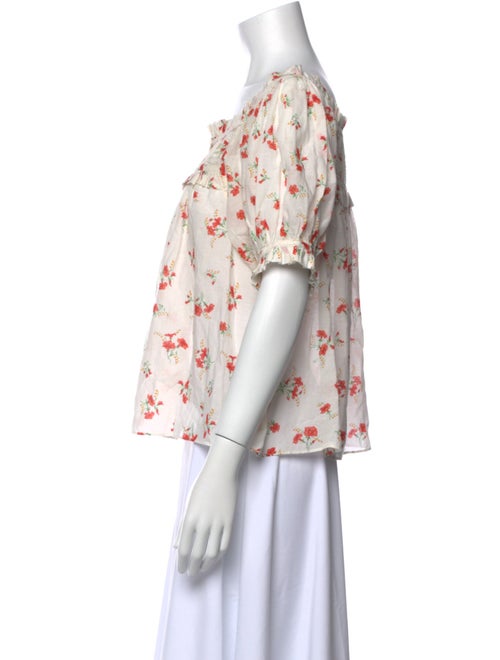 DÔEN Floral Print Square Neckline Blouse