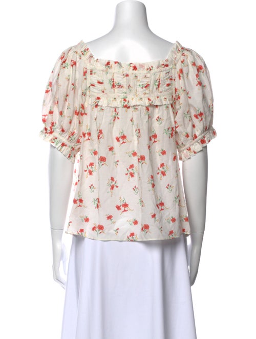 DÔEN Floral Print Square Neckline Blouse