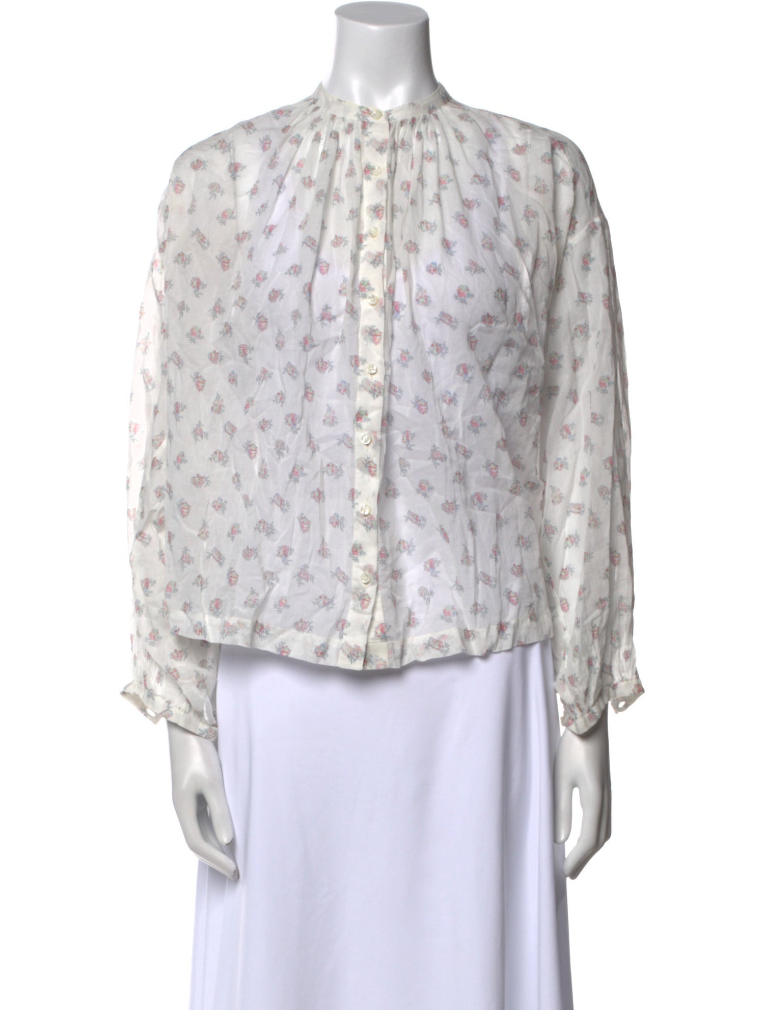 DÔEN Printed Mock Neck Blouse