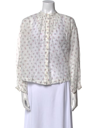 DÔEN Printed Mock Neck Blouse