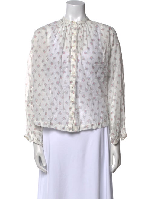 DÔEN Printed Mock Neck Blouse