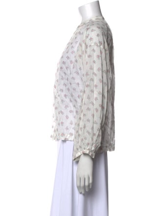 DÔEN Printed Mock Neck Blouse