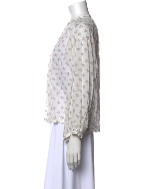 DÔEN Printed Mock Neck Blouse