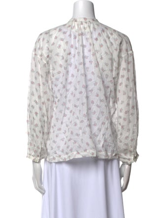 DÔEN Printed Mock Neck Blouse