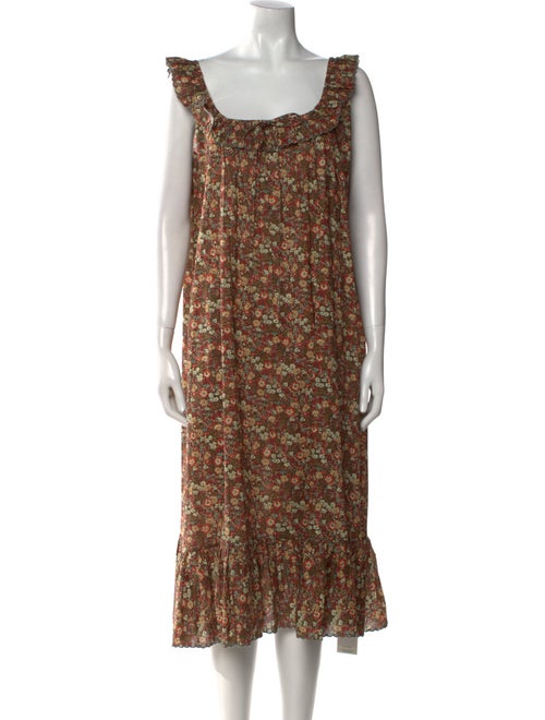 DÔEN Floral Print Midi Length Dress