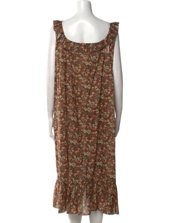 DÔEN Floral Print Midi Length Dress