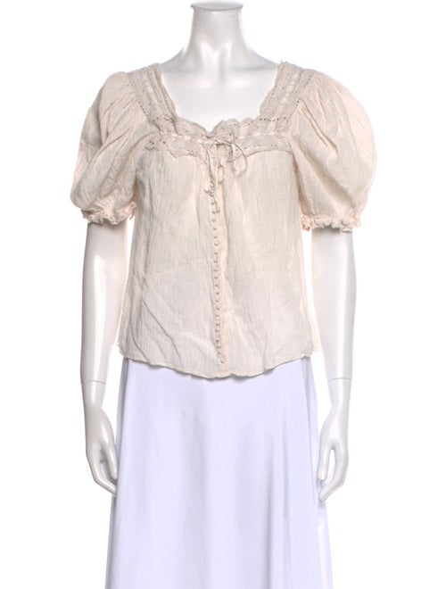 DÔEN Square Neckline Short Sleeve Blouse