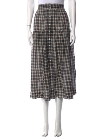 DÔEN Plaid Print Midi Length Skirt