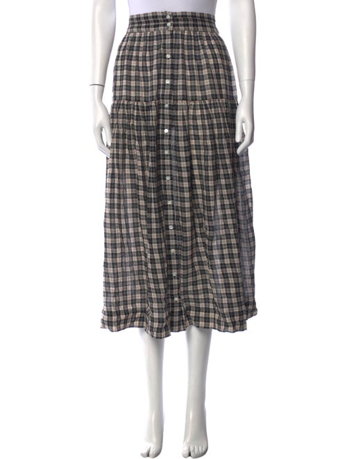 DÔEN Plaid Print Midi Length Skirt