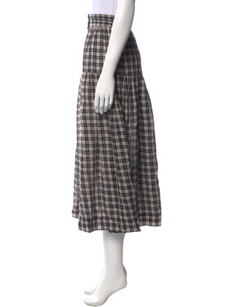 DÔEN Plaid Print Midi Length Skirt