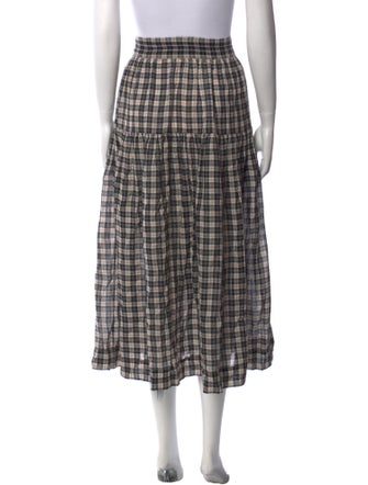 DÔEN Plaid Print Midi Length Skirt