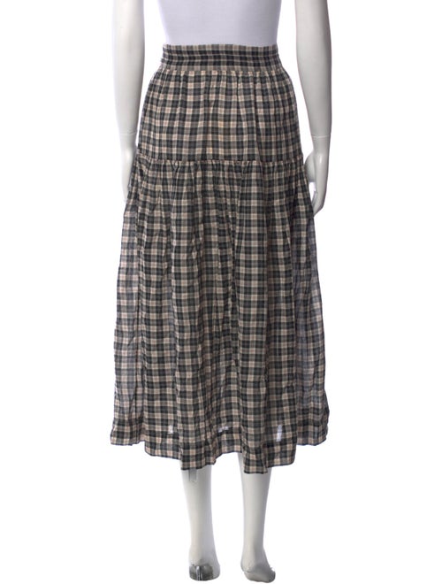 DÔEN Plaid Print Midi Length Skirt