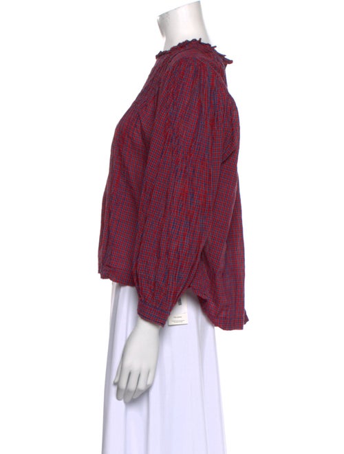 DÔEN Plaid Print Mock Neck Crop Top